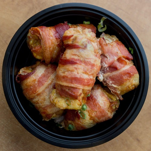 CHICKEN ROLLED IN BACON