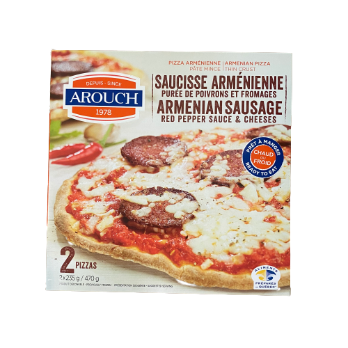 AROUCH ARMENIAN SAUSAGE RED PEPPER SAUCE & CHEESES  2 PIZZAS 2x235G