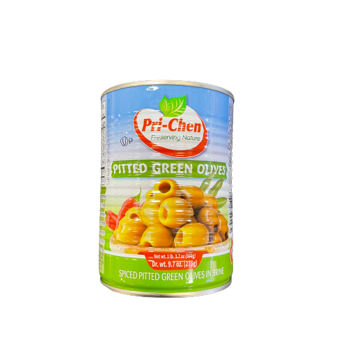 PRI CHEN PITTED GREEN OLIVES 560G