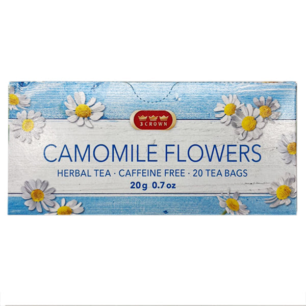 3 CROWN 20 BAGS CAMOMILE FLOWERS CAFFEINE FREE 20G