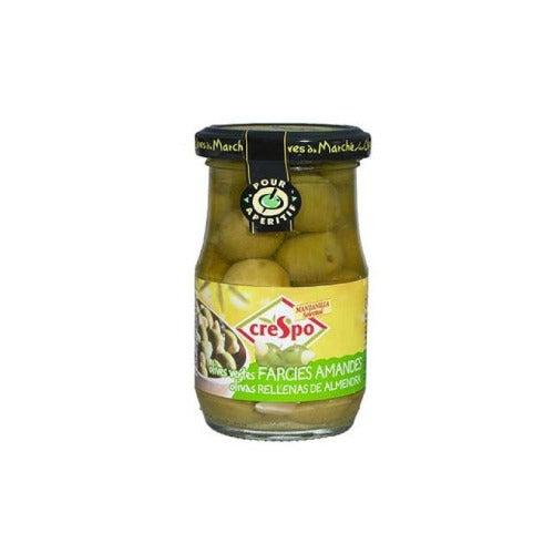 CRESPO GREEN OLIVES WITH ALMONDS 210ML