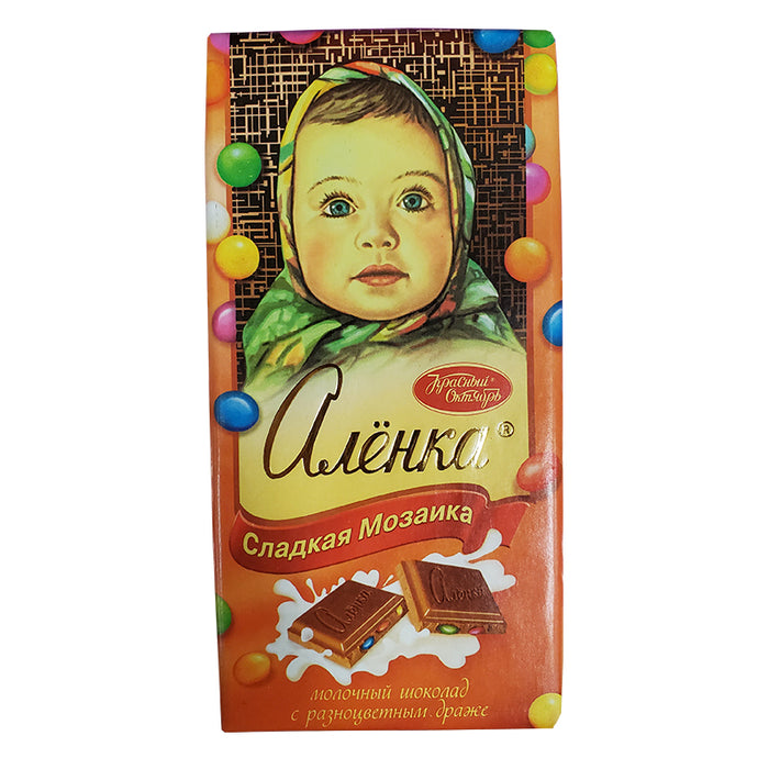 ALENKA KRASNYY OKTYABR' MILK CHOCOLATE WITH MULTICOLOR CANDY 90G