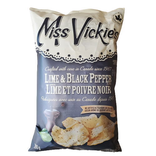 MISS VICKIES POTATO CHIPS LIME & BLACK PEPPER 220G
