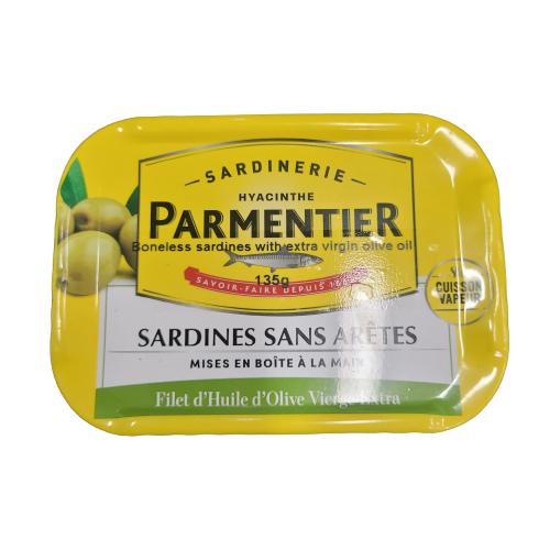 PARMENTIER SARDINES FILLETS BONELESS WITH EXTRA VIRGIN OLIVE OIL 135G