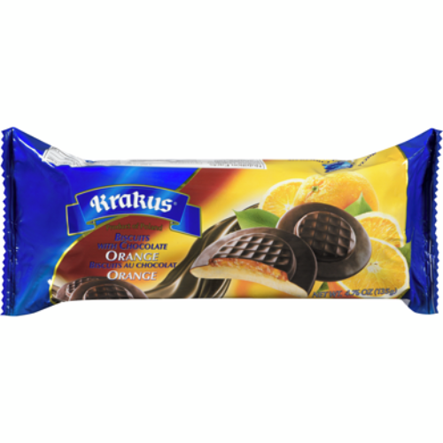 KRAKUS COOKIES BISCUITS WITH CHOCOLATE AND ORANGE 135G