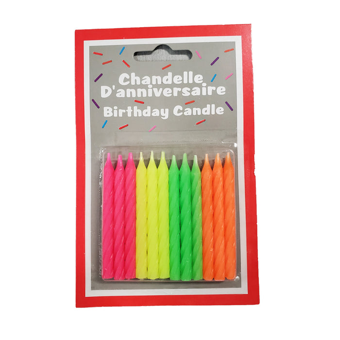 BIRTHDAY CANDLES 24  4 COLORS NEON