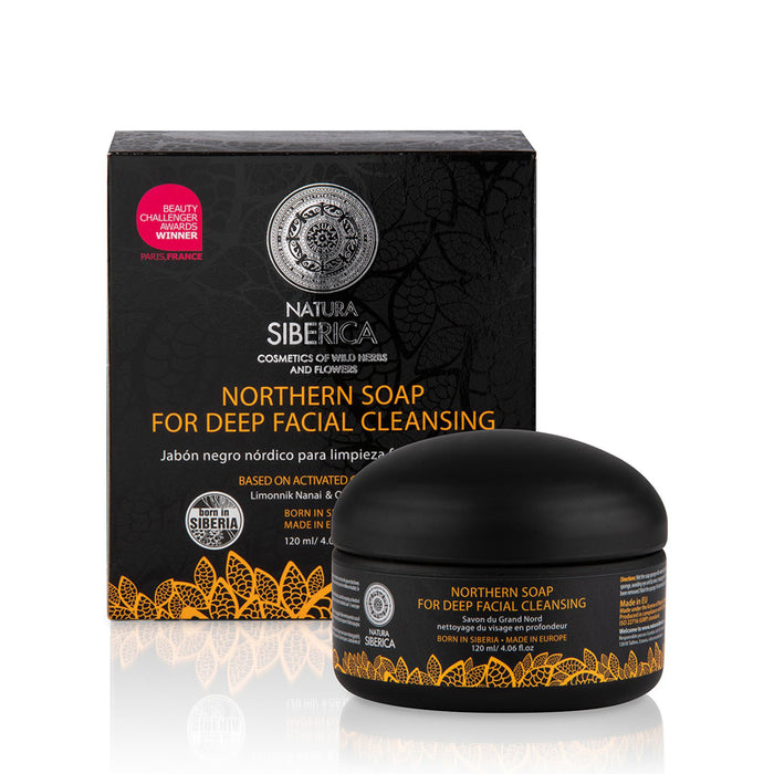 NATURA SIBERICA 120 ML FACE CARE NORTHERN SOAP FOR DEEP FACIAL CLEANSING ACTIVATED CHARCOAL