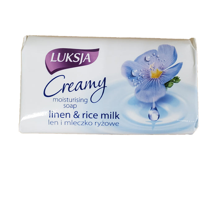 LUKSJA 90G SOAP CREAMY MOISTURISING SOAP LINEN AND RICE MILK