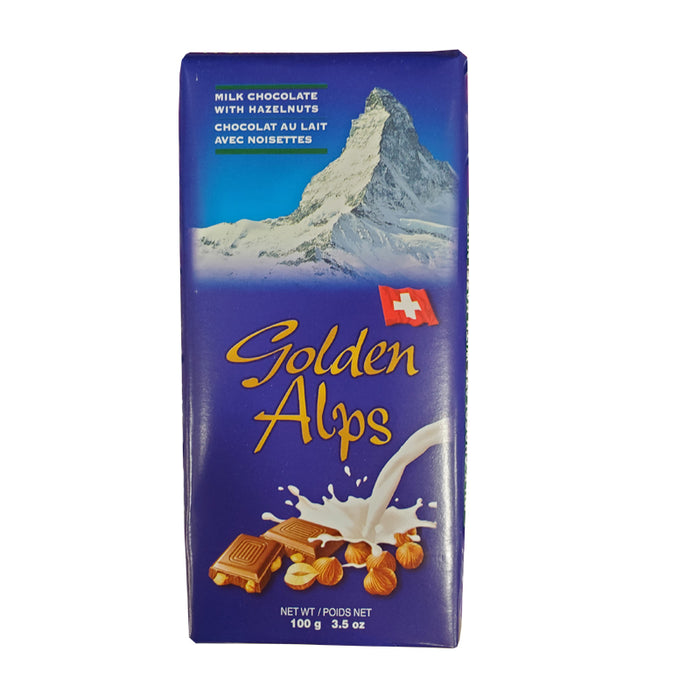 GOLDEN ALPS MILK CHOCOLATE WITH HAZELNUTS 100G