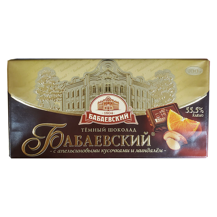 BABAYEVSKII 100G DARK CHOCOLATE WITH ORANGE AND ALMOND