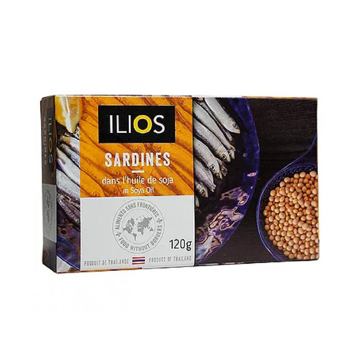 ILIOS SARDINES IN SOYA OIL 120G