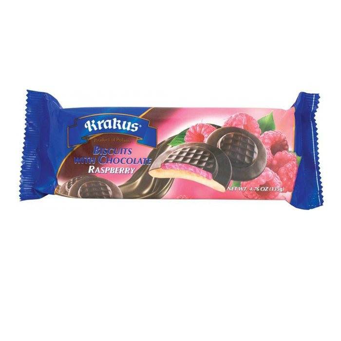 KRAKUS 135G COOKIES BISCUITS WITH CHOCOLATE AND RASPBERRY