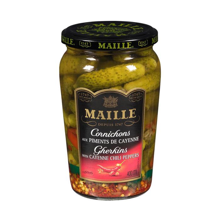 MAILLE 400ML  GHERKINS WITH CAYENNE CHILI PEPPERS