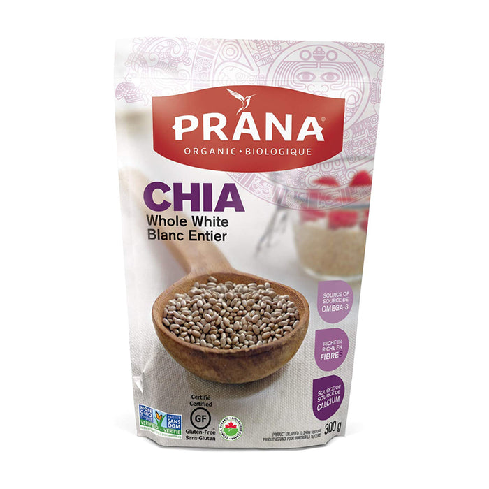 PRANA ORGANIC WHOLE WHITE CHIA SEEDS 300G