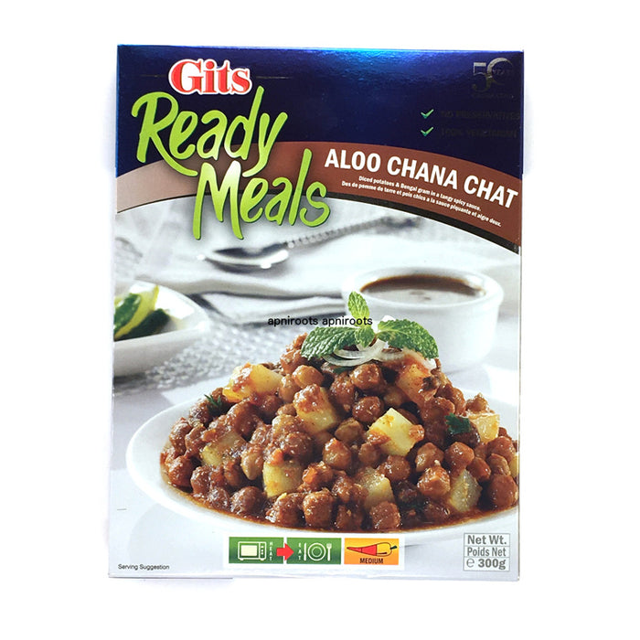 GITS 300G ALOO CHANA CHAT READY MEAL, POTATOES AND BENGAL GRAM IN SPICY SAUCE