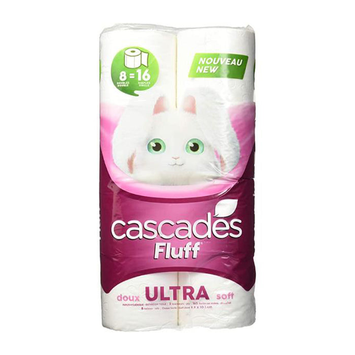 CASCADES TISSUES & PAPERS FLUFF ULTRA SOFT 8 ROLLS OF BATHROOM TISSUE 2PLY