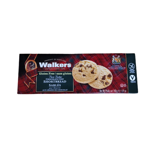 WALKERS PURE BUTTER CHOCOLATE CHIP SHORTBREAD GLUTEN FREE 140G
