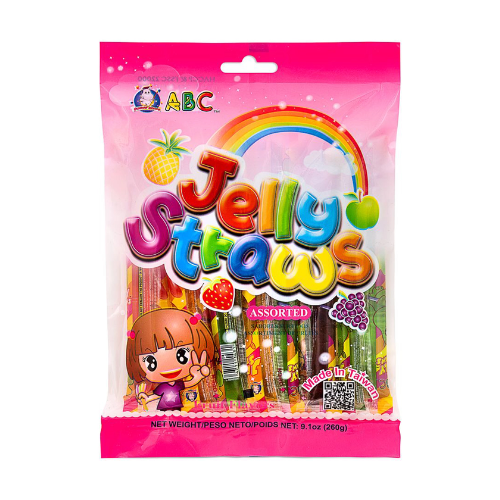 ABC JELLY STRAWS ASSORTED FRUIT FLAVORS 260G