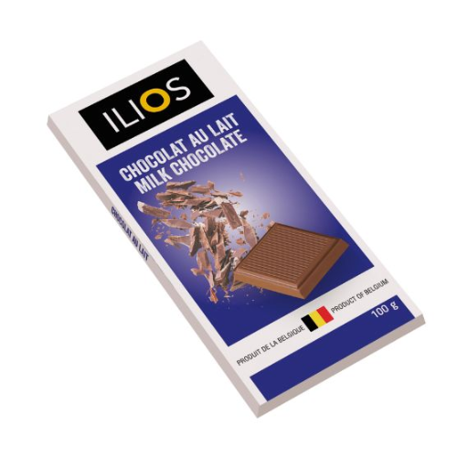 ILIOS MILK  CHOCOLATE PRODUCT OF BELGIUM 100G