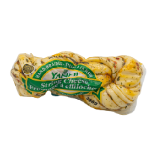 YANNI STRING CHEESE NATURAL WITH OLIVE OIL & GARLIC HERBS 226G
