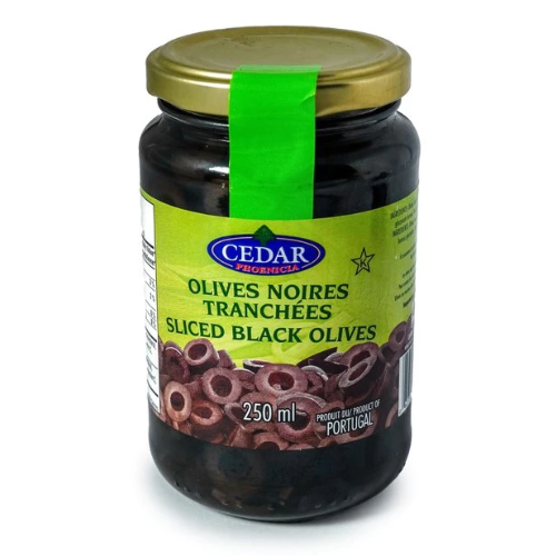 CEDAR SLICED BLACK OLIVES 250ML