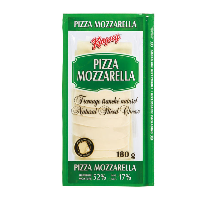KINGSEY PIZZA MOZZARELLA 180G PACKAGED CHEESE NATURAL SLICED