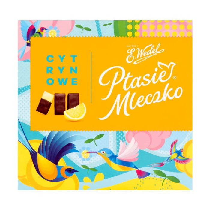 E.WEDEL 360G DARK CHOCOLATE MARSHMALLOW/JELLY PTICHYE MOLOKO CANDY WITH LEMON