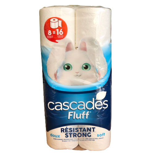 CASCADES TISSUES & PAPERS FLUFF DOUBLE RESISTANT 8 ROLLS