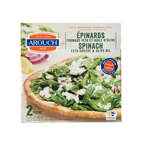 AROUCH SPINACH FETA CHEESE & OLIVE OIL 2 PIZZAS 2x215G