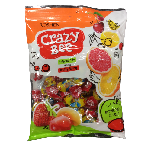 ROSHEN "CRAZY BEE" CRAZY BEE JELLY CANDY WITH FRUIT FILLING 200G